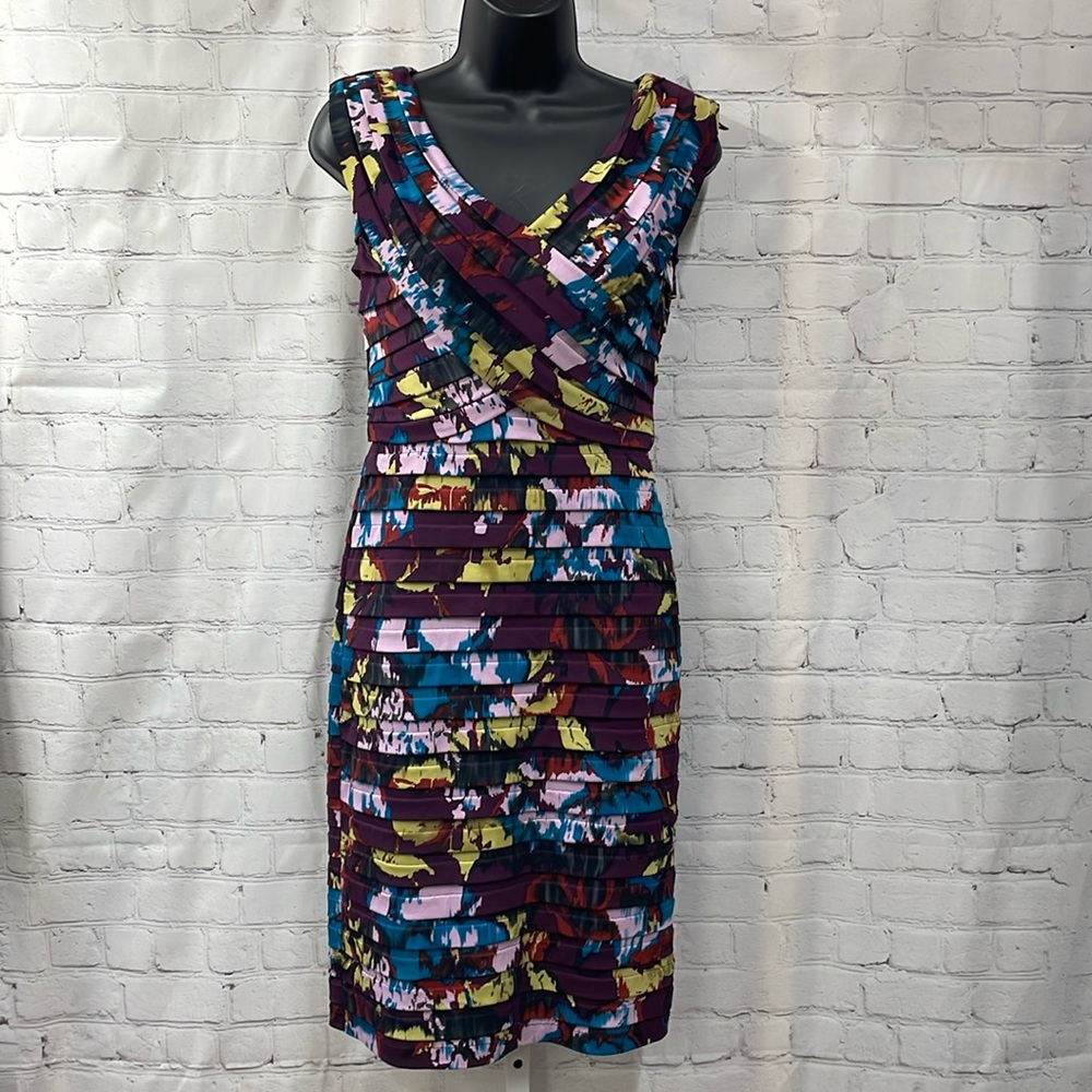 Adrianna Papell layered floral sleeveless bodycon size 4 dress